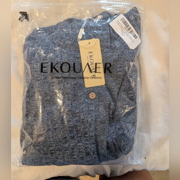 NWT Heather Blue Ribbed Knit Two-piece Lounge Pajama Set - Picture 6 of 7